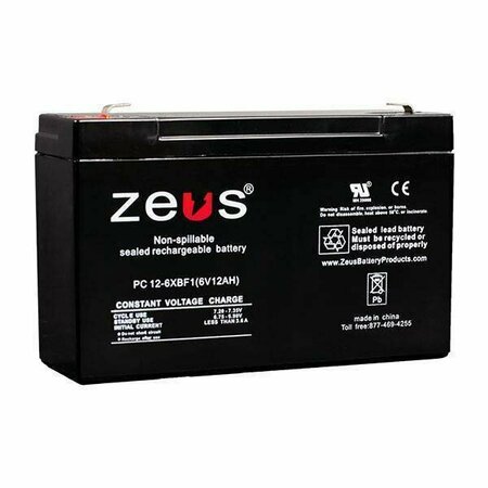 ZEUS BATTERY PRODUCTS 10Ah 6V F1 Sealed Lead Acid Battery PC12-6XBF1